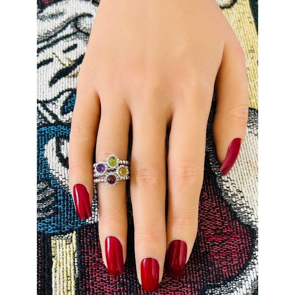 Silver 925 Stackable Gemstones Rings - image 8